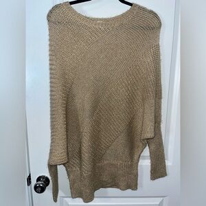 Papaya’s Relaxed Knitted Metallic Mesh Scoop Neck Oversize Batwing Sweater Sz M